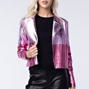 CANDIE Pink Womwns Metallic Jacket Two Tone